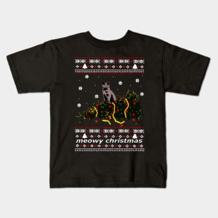 ugly sweater - christmas tree knocked down by a cat Kids T-Shirt